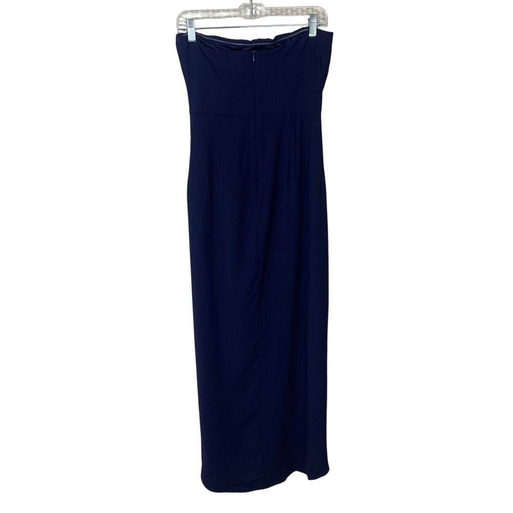 AAkaa Navy Blue Strapless Tulip Dress Size Medium - Picture 4 of 11